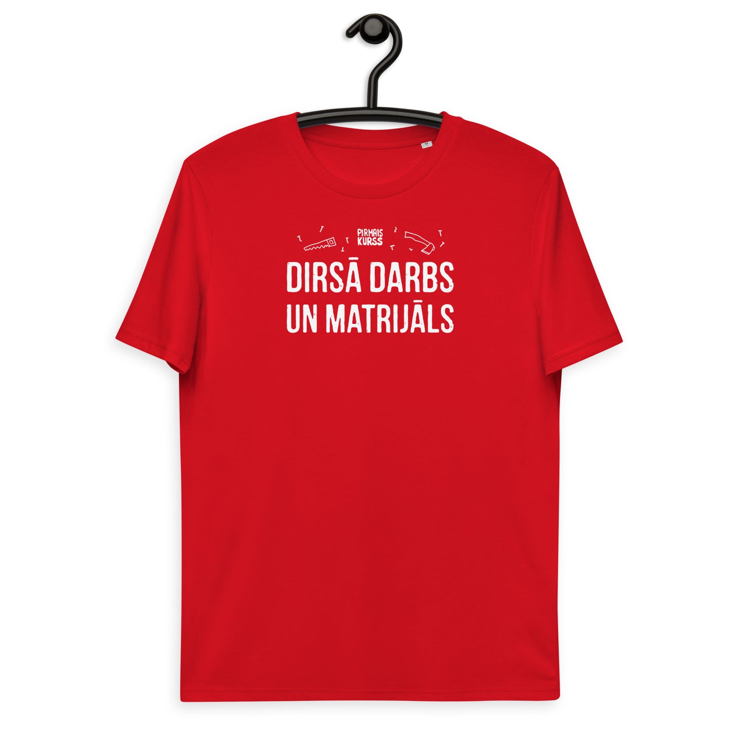 Krekls "DIRSĀ DARBS UN MATRIJĀLS" | Sarkans